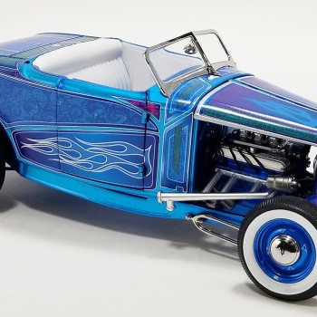 ACME A1805024 - 1932 Ford Roadster Hot Rod Blue Metallic with Flames - Scale 1:18