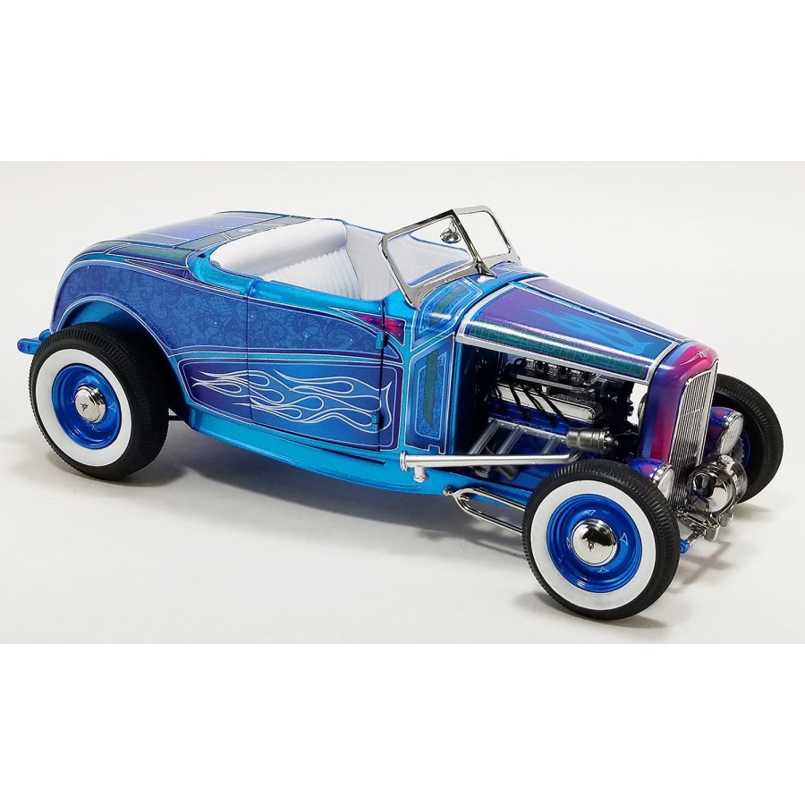ACME A1805024 - 1932 Ford Roadster Hot Rod Blue Metallic with Flames - Scale 1:18
