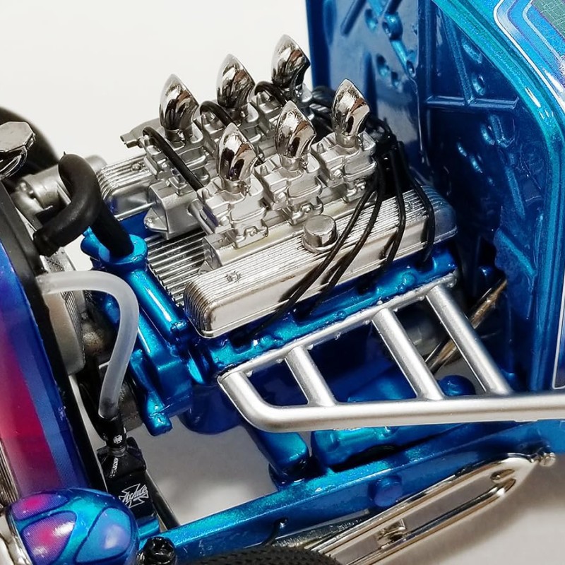 ACME A1805024 - 1932 Ford Roadster Hot Rod Blue Metallic with Flames - Scale 1:18