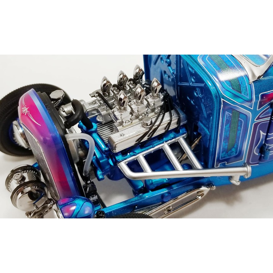 ACME A1805024 - 1932 Ford Roadster Hot Rod Blue Metallic with Flames - Scale 1:18