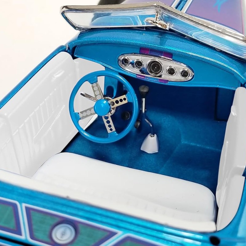 ACME A1805024 - 1932 Ford Roadster Hot Rod Blue Metallic with Flames - Scale 1:18