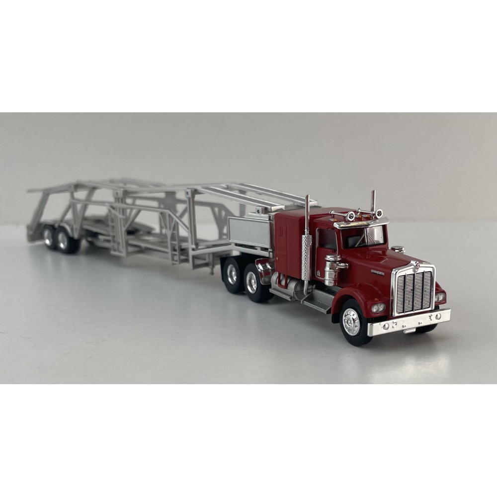 Brekina 86262 - Kenworth W900 6x4 Truck with Semi Car Transporter Trailer - Scale 1:87