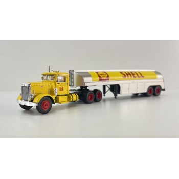 Brekina - Peterbilt 281 Prime Mover with Tank Trailer - Shell - Scale 1:87