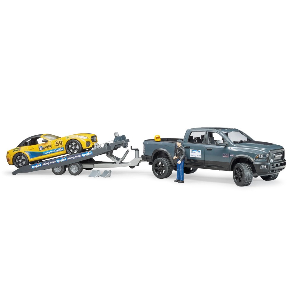 Bruder 02504 Dodge RAM 2500 Power Wagon Pickup Truck and Bruder Road Racing Team - Scale 1:16