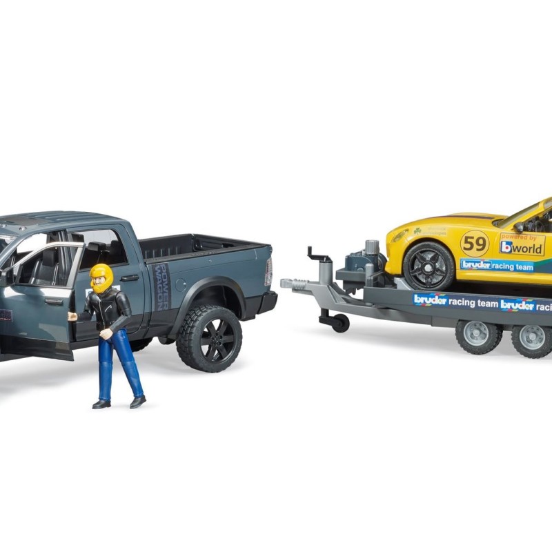 Bruder 02504 Dodge RAM 2500 Power Wagon Pickup Truck and Bruder Road Racing Team - Scale 1:16