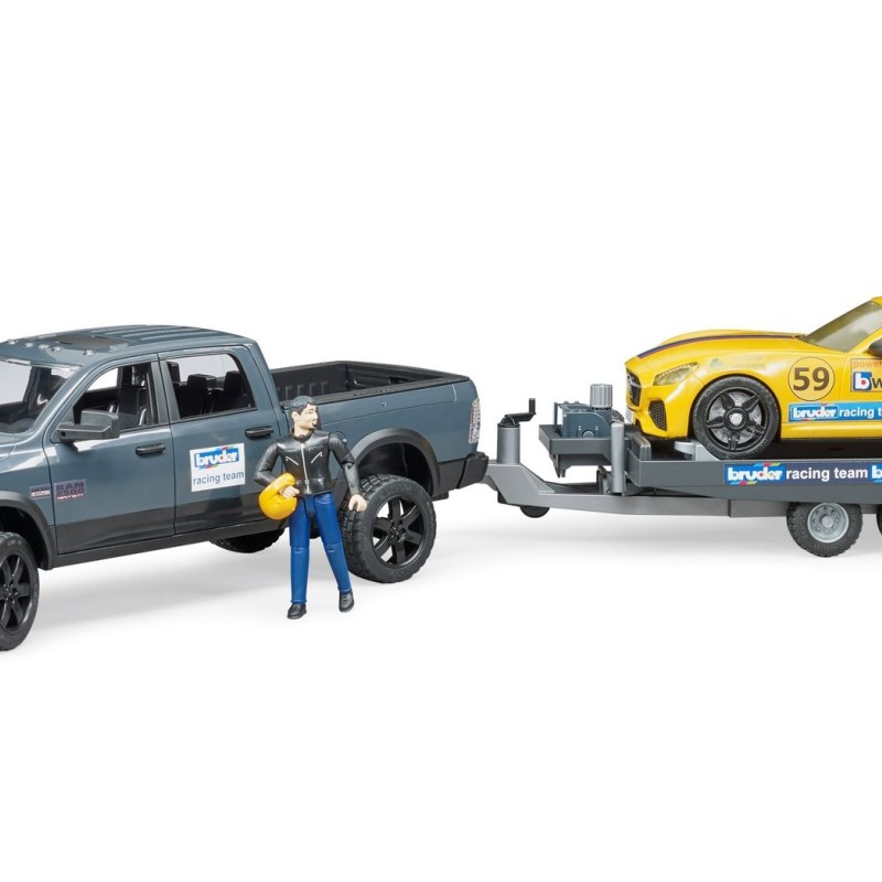 Bruder 02504 Dodge RAM 2500 Power Wagon Pickup Truck and Bruder Road Racing Team - Scale 1:16