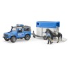 Bruder 02588 - Land Rover Defender Police with Horse Trailer Horse and Police Men - 1:16 Scale
