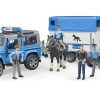 Bruder 02588 - Land Rover Defender Police with Horse Trailer Horse and Police Men - 1:16 Scale