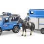 Bruder 02588 - Land Rover Defender Police with Horse Trailer Horse and Police Men - 1:16 Scale