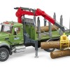 Bruder 02824 - MACK Granite Timber truck with loading crane and 3 trunks - Scale 1:16