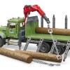Bruder 02824 - MACK Granite Timber truck with loading crane and 3 trunks - Scale 1:16