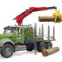 Bruder 02824 - MACK Granite Timber truck with loading crane and 3 trunks - Scale 1:16