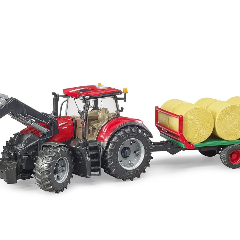 Bruder 03198 - Case IH Optum 300 CVX Tractor with Front Loader and Bailer Trailer - 1:16 Scale