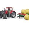 Bruder 03198 - Case IH Optum 300 CVX Tractor with Front Loader and Bailer Trailer - 1:16 Scale