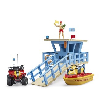 Bruder 62780 - bworld Life Guard Station mit Quad Bike und Personal Water Craft - Scale 1:16