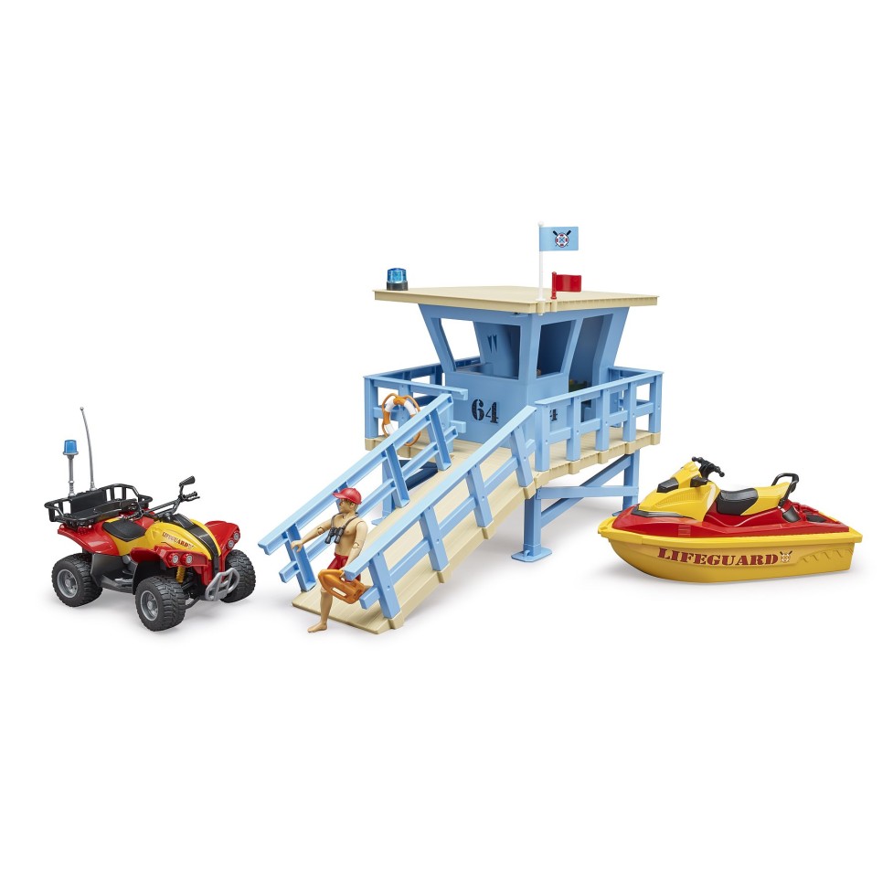 Bruder 62780 - bworld Life Guard Station mit Quad Bike und Personal Water Craft - Scale 1:16
