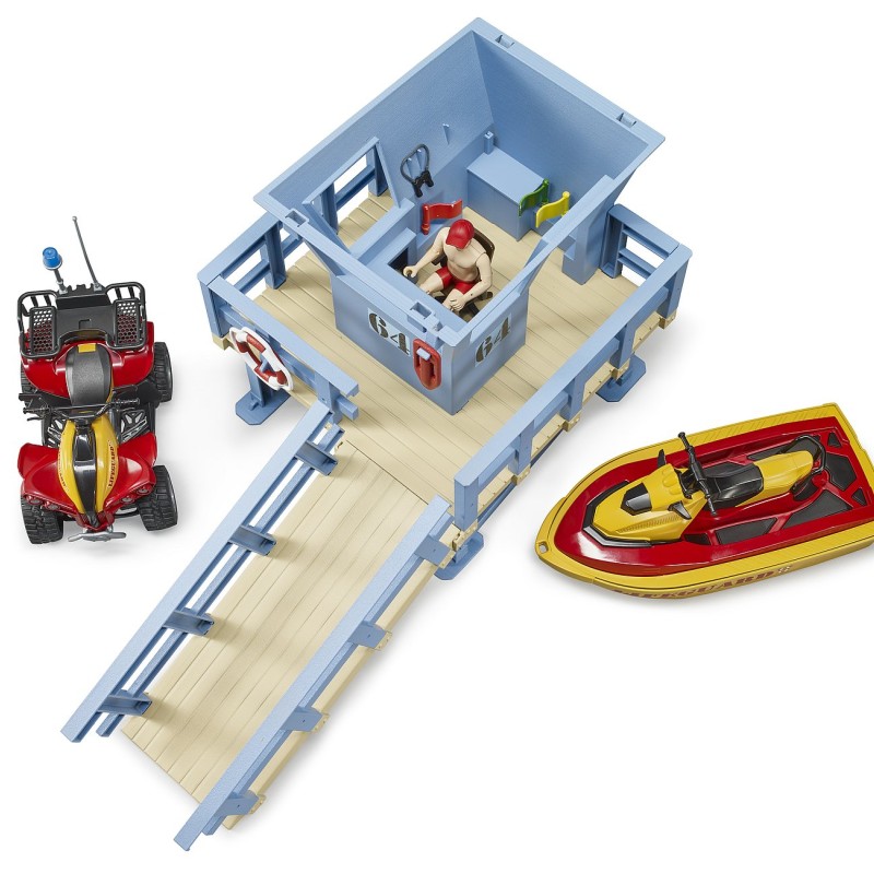 Bruder 62780 - bworld Life Guard Station mit Quad Bike und Personal Water Craft - Scale 1:16