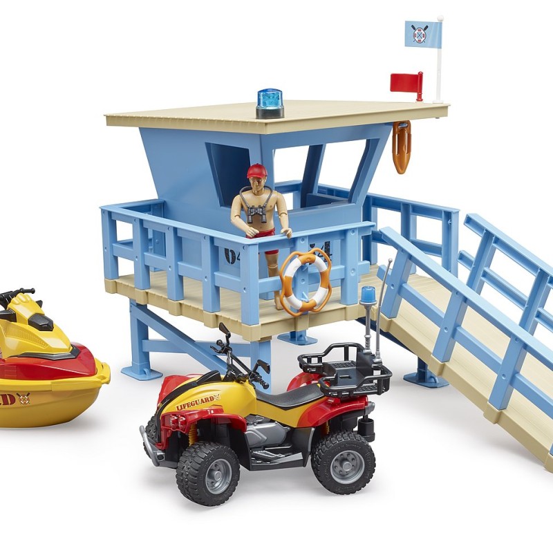 Bruder 62780 - bworld Life Guard Station mit Quad Bike und Personal Water Craft - Scale 1:16