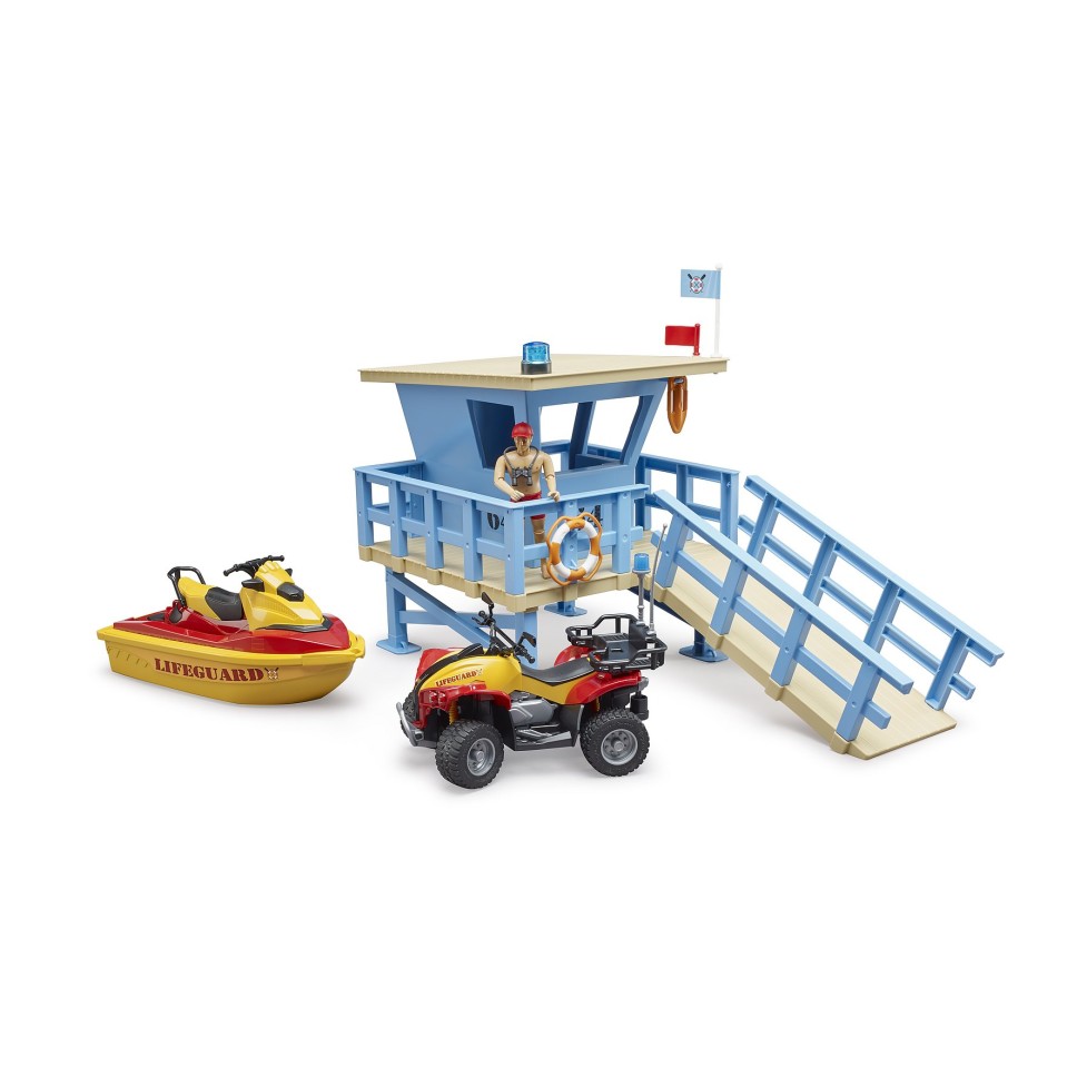 Bruder 62780 - bworld Life Guard Station mit Quad Bike und Personal Water Craft - Scale 1:16