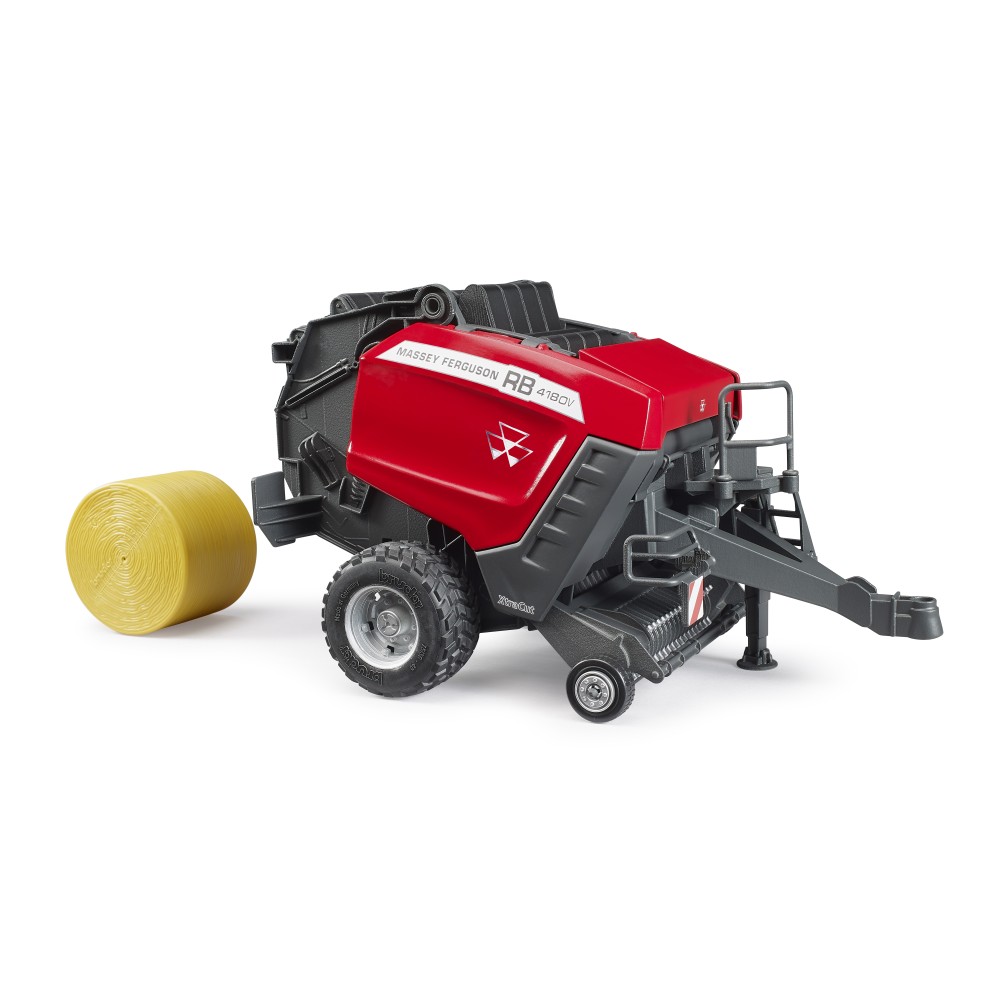 Bruder 02039 - Massey Ferguson Round Baler RB 4180 V with 2x Straw Bales - Scale 1:16