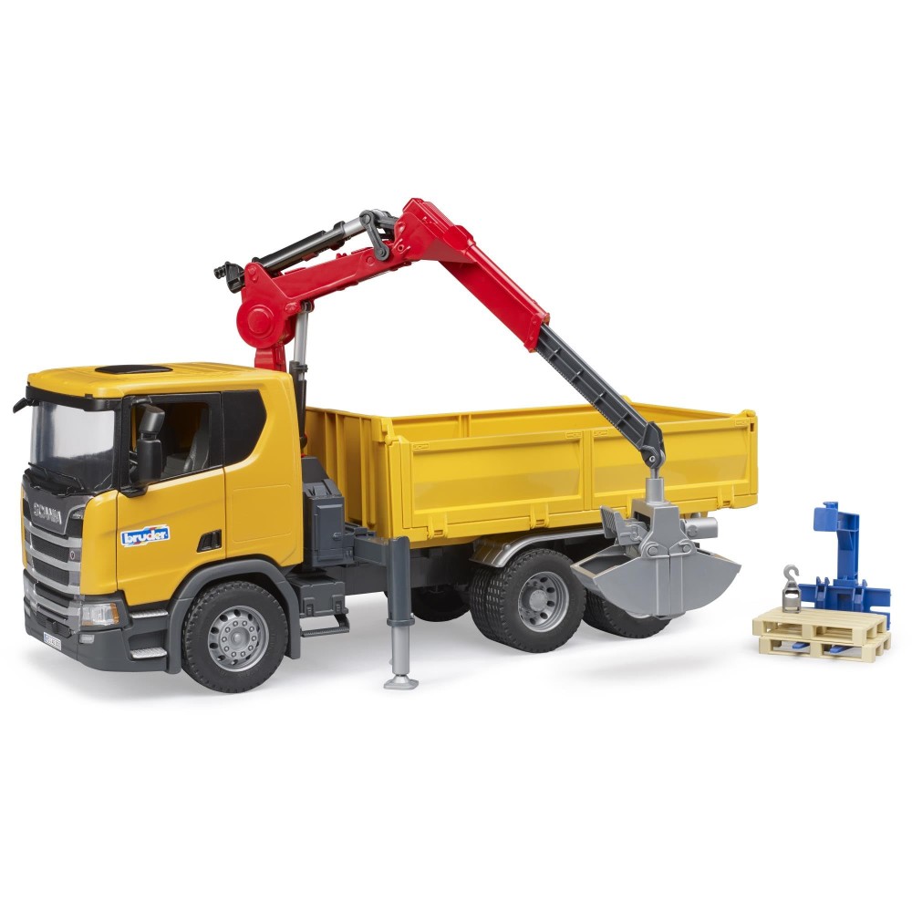 Bruder 03551 - Scania Super R560 Construction Truck with Crane and 2 Pallets  -Scale 1:16