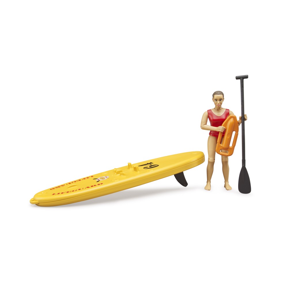 Bruder 62785 - bworld Life Guard Emergency Lifeguard with Stand-Up Paddleboard - Scale 1:16