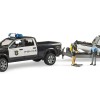 Bruder 02507 - Police Dodge Ram 2500 Pickup & Trailer Boat and 2 Figures New 2022 - Scale 1:16