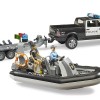 Bruder 02507 - Police Dodge Ram 2500 Pickup & Trailer Boat and 2 Figures New 2022 - Scale 1:16