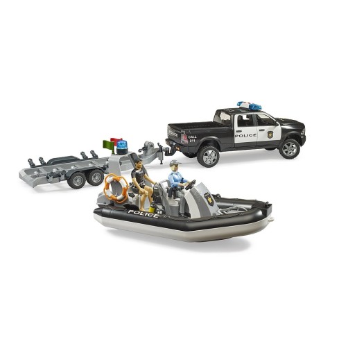 Bruder 02507 - Police Dodge Ram 2500 Pickup & Trailer Boat and 2 Figures New 2022 - Scale 1:16