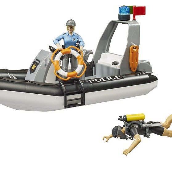 Bruder 02507 - Police Dodge Ram 2500 Pickup & Trailer Boat and 2 Figures New 2022 - Scale 1:16