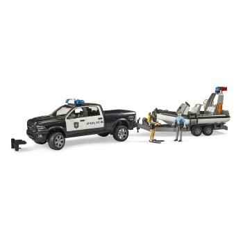 Bruder 02507 - Police Dodge Ram 2500 Pickup & Trailer Boat and 2 Figures New 2022 - Scale 1:16