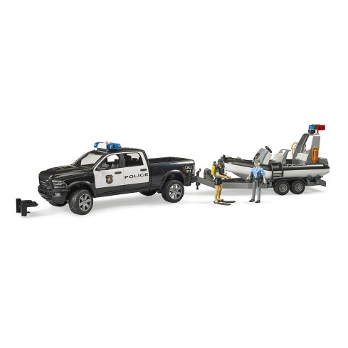 Bruder 02507 - Police Dodge Ram 2500 Pickup & Trailer Boat and 2 Figures New 2022 - Scale 1:16