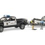 Bruder 02507 - Police Dodge Ram 2500 Pickup & Trailer Boat and 2 Figures New 2022 - Scale 1:16