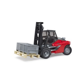 Bruder 02513 - Forklift Linde HT160D Stacker with Pallet and 3 Pallet Cages New Item 2022 - 1:16 Scale