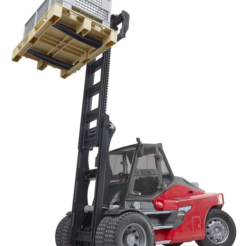 Bruder 02513 - Forklift Linde HT160D Stacker with Pallet and 3 Pallet Cages New Item 2022 - 1:16 Scale