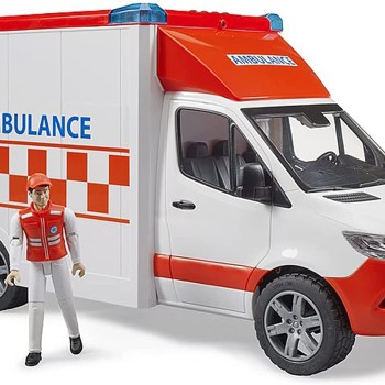 Bruder 02676 - Mercedes G3 Sprinter Ambulance with Driver and Light & Sound - Scale 1:16