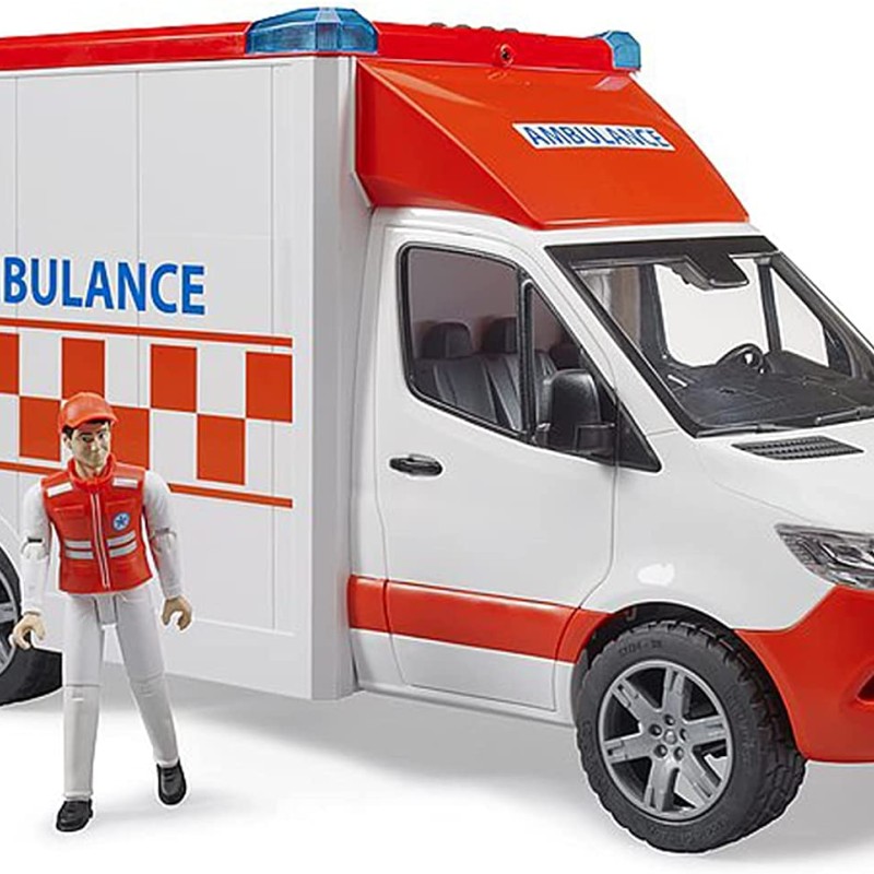 Bruder 02676 - Mercedes G3 Sprinter Ambulance with Driver and Light & Sound - Scale 1:16