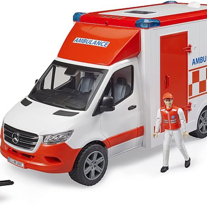 Bruder 02676 - Mercedes G3 Sprinter Ambulance with Driver and Light & Sound - Scale 1:16