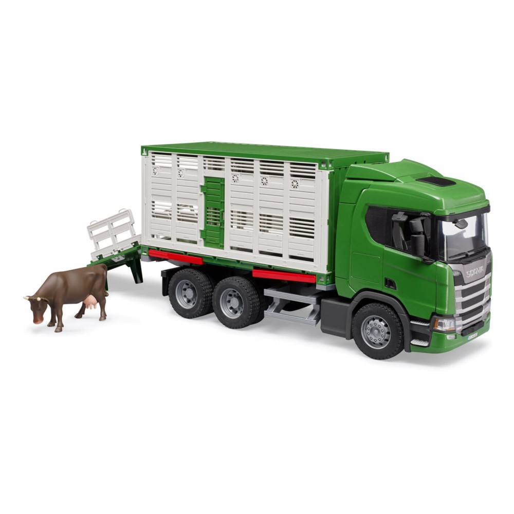 Bruder 03548 - Scania Super 560R Truck with Cattle Transporter Container with Cow - Scale 1:16
