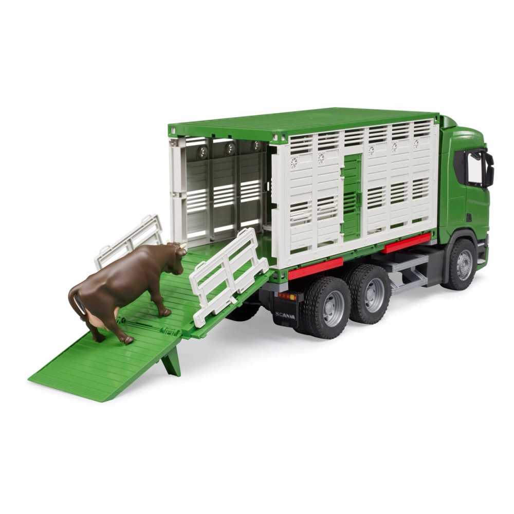Bruder 03548 - Scania Super 560R Truck with Cattle Transporter Container with Cow - Scale 1:16