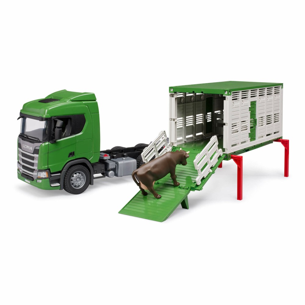 Bruder 03548 - Scania Super 560R Truck with Cattle Transporter Container with Cow - Scale 1:16