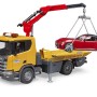 Bruder 03552 - Scania Super 560R Flat Top Tow Truck with Roadster and L & S - Scale 1:16