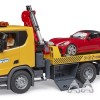 Bruder 03552 - Scania Super 560R Flat Top Tow Truck with Roadster and L & S - Scale 1:16