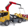 Bruder 03552 - Scania Super 560R Flat Top Tow Truck with Roadster and L & S - Scale 1:16