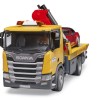 Bruder 03552 - Scania Super 560R Flat Top Tow Truck with Roadster and L & S - Scale 1:16
