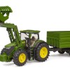 Bruder 03155 - John Deere 7R 350 Tractor with Frontloader and Tipping Trailer New 2023 - 1:16 Scale
