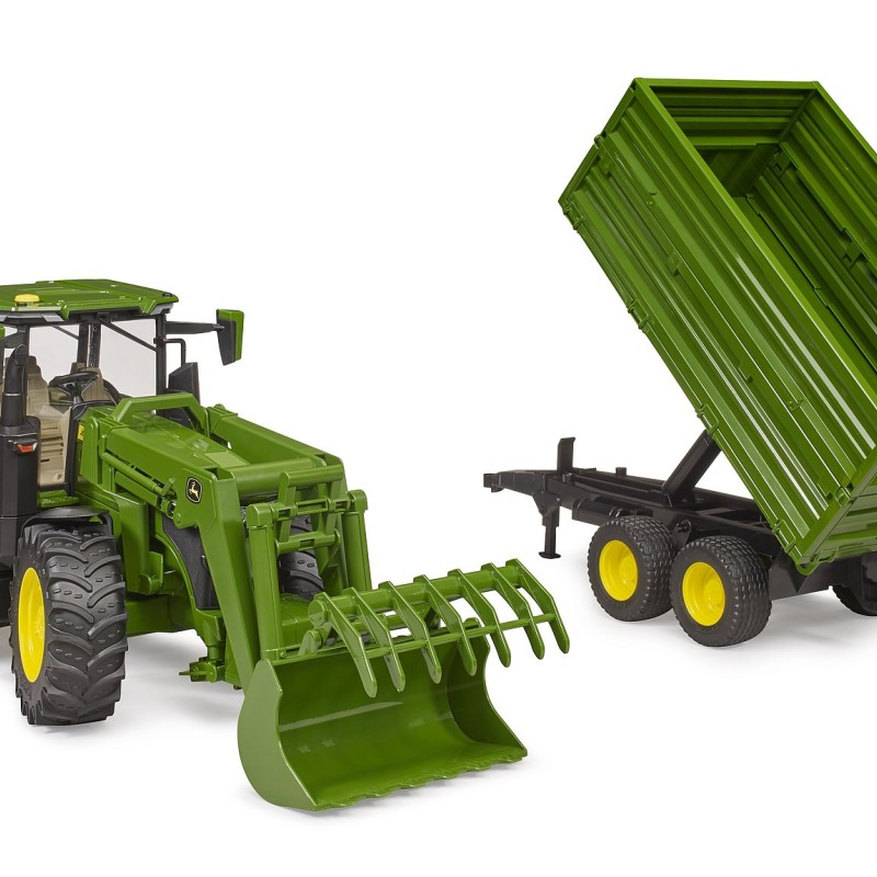 Bruder 03155 - John Deere 7R 350 Tractor with Frontloader and Tipping Trailer New 2023 - 1:16 Scale