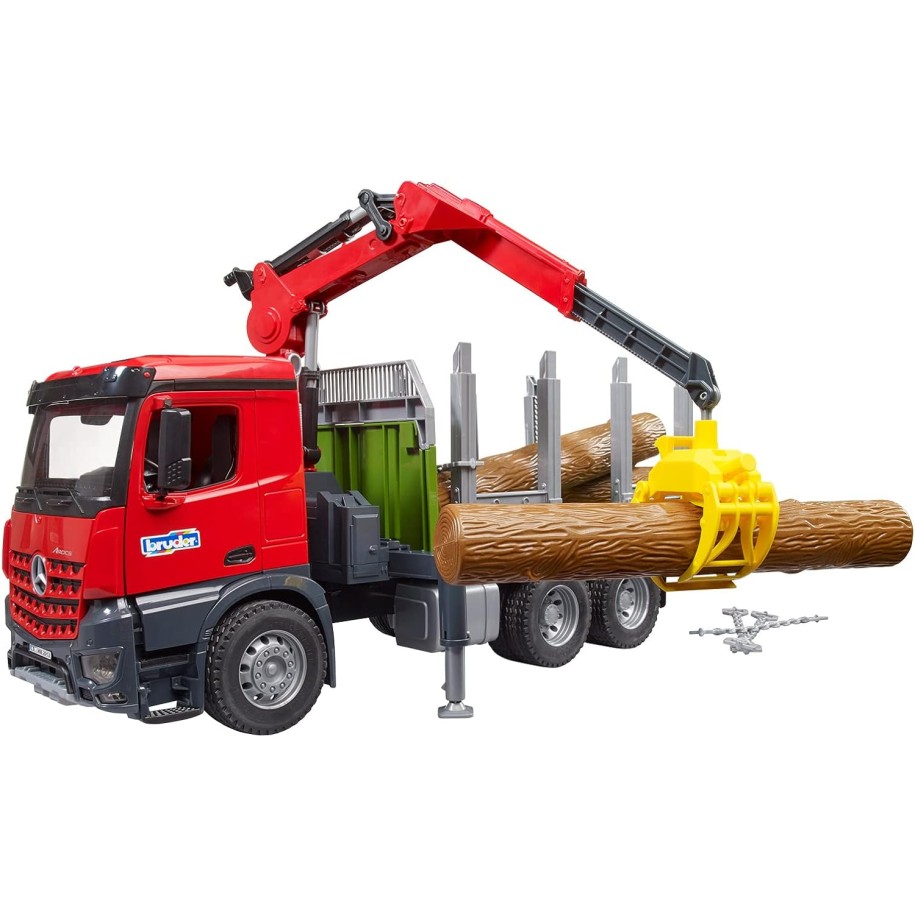 Bruder 03669 - Mercedes Benz Arcos Timber Truck with Loading Crane and 3 Trunks - New 2023 - Scale 1:16