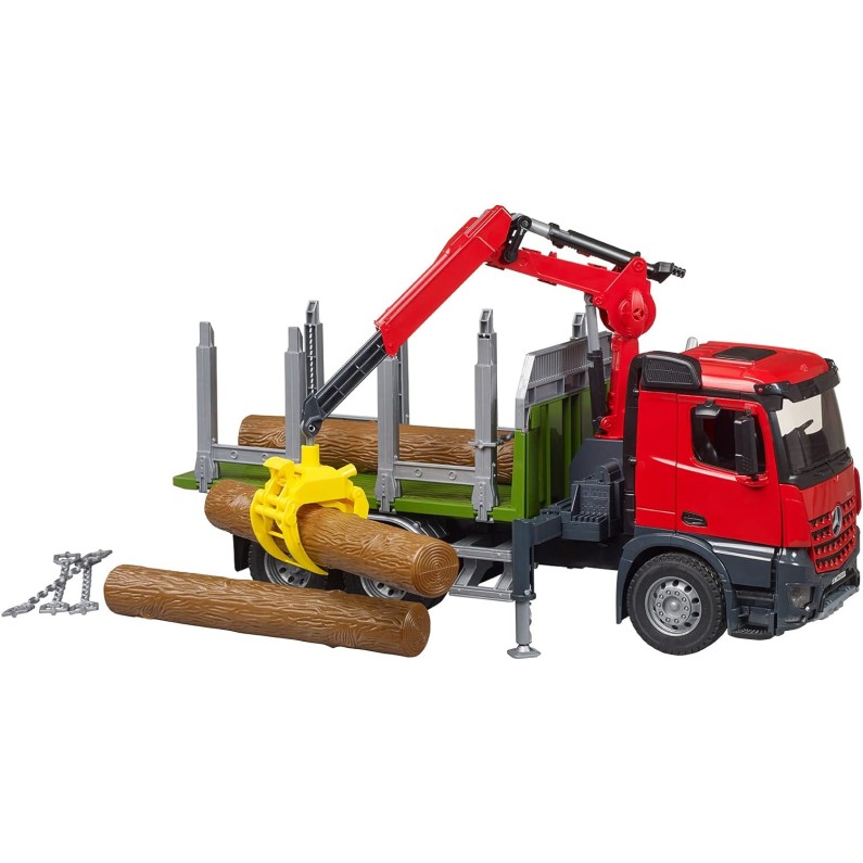 Bruder 03669 - Mercedes Benz Arcos Timber Truck with Loading Crane and 3 Trunks - New 2023 - Scale 1:16
