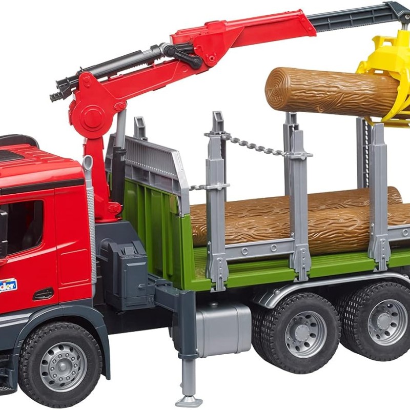 Bruder 03669 - Mercedes Benz Arcos Timber Truck with Loading Crane and 3 Trunks - New 2023 - Scale 1:16